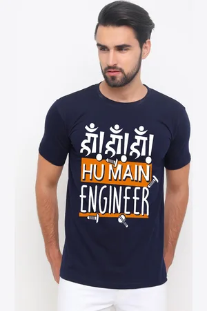 Bushirt Men Navy Blue Printed Round Neck T-shirt