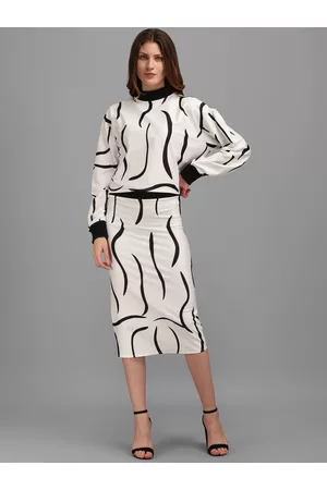 PURVAJA Women White & Black Abstract Printed Co-Ord Set