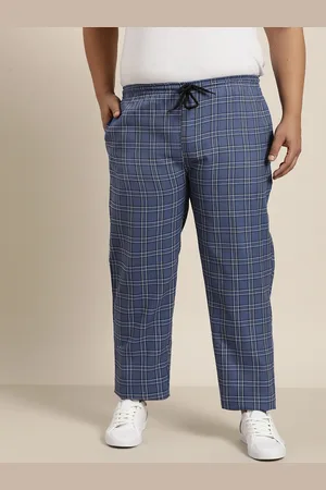 SOJANYA Men Cotton Navy Blue & White Checked Running Track Pant