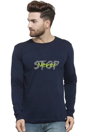 Friskers Men Navy Blue Typography Printed T-shirt