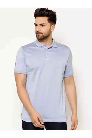 EPPE Men Blue Solid Polo Collar T-shirt