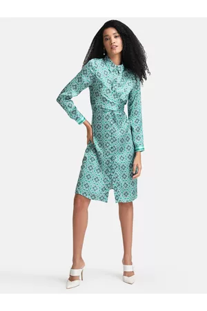 Kazo Green Floral Shirt Dress
