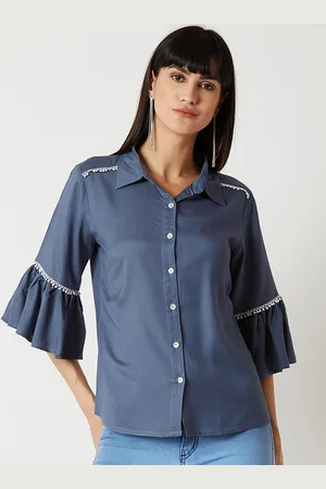 Miss Chase Women Grey Regular Fit Solid Casual Shirt