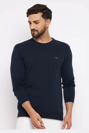 Duke Men Blue Solid Acrylic Pullover