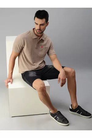 ONN Men Camel Brown Brand Logo Polo Collar T-shirt