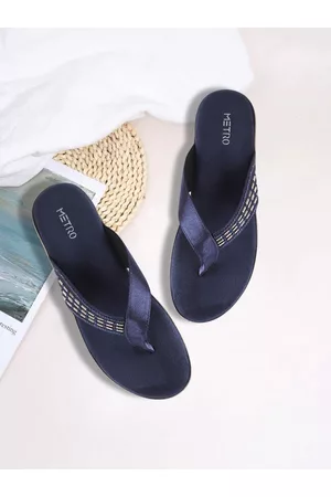 Metro Women Navy Blue Embellished Sandals