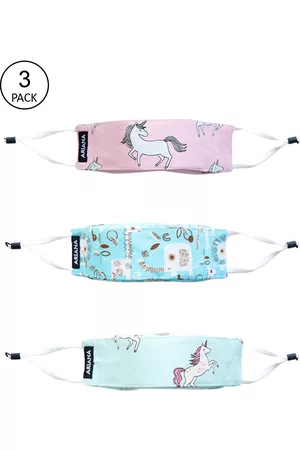 Ariana Kids Pack Of 3 Printed 7-Ply 5 Layer SSMMS Filter Reusable Pure Cotton Cloth Masks