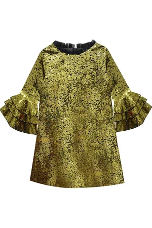 A.T.U.N. A T U N Girls Gold-Toned Sequined A-Line Dress