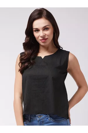 InWeave Women Black Striped Top