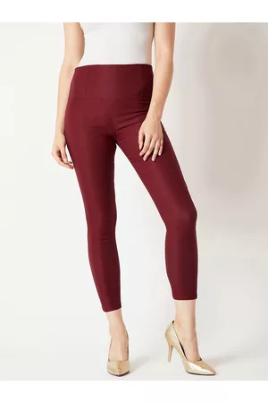 Miss Chase Women Maroon Solid Jeggings