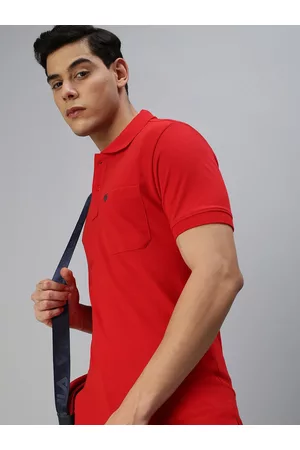 ONN Men Red Solid Polo Collar T-shirt