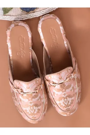 Sole House Women Nude-Coloured Woven Design Mules Flats