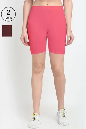 GRACIT Women Pack of 2 Coral & Brown Coral Cycling Shorts