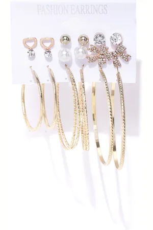 Jewels Galaxy Set of 9 Gold-Plated Earrings