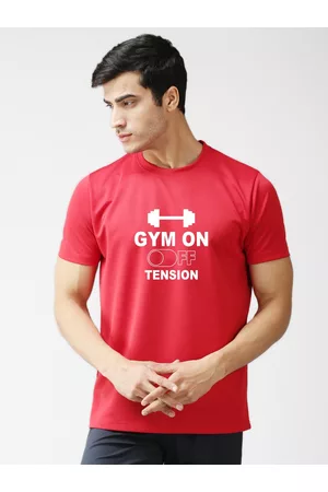 EPPE Men Red Typography Printed Sports T-shirt