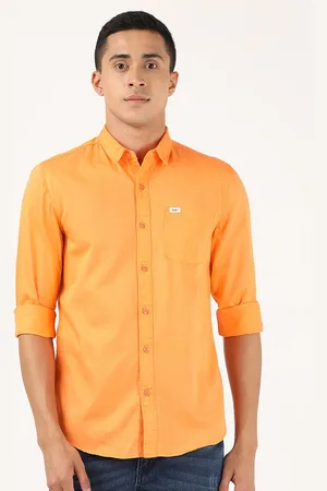 Lee Men Orange Classic Slim Fit Casual Shirt