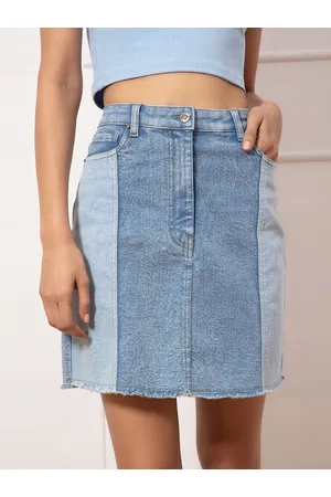 Buy online Women High-rise Dark Blue Solid Denim Skirt from Skirts & Shorts  for Women by Urbanpoche for ₹899 at 47% off | 2024 Limeroad.com