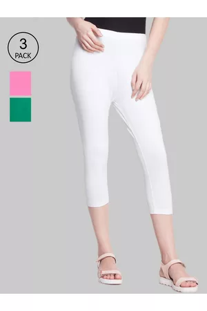 Dollar Missy Women Pack Of 3 White & Pink Skinny Fit Capris