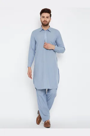 SOJANYA Men Blue Solid Kurta with Salwar