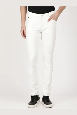 Lee Men White Bruce Skinny Fit Low Distress Stretchable Jeans