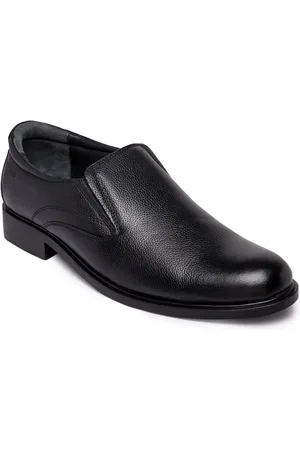 Red Chief Men Black Genuine Leather Formal Slip-Ons
