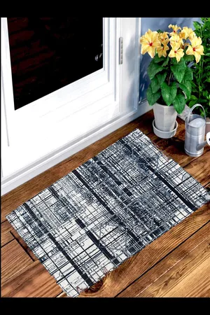 BELLA TRUE Set Of 2 Blue & White Digital Print Anti-Skid Doormat