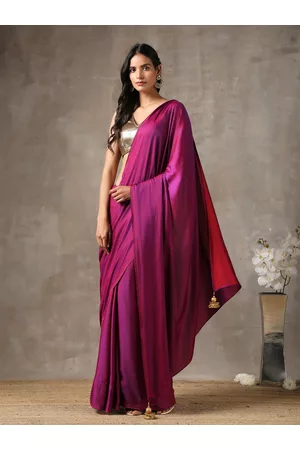 Swtantra Violet & Red Satin Saree