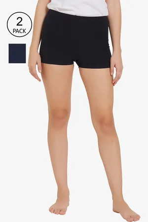 Soie Pack of 2 Mid Rise Breathable Cotton Spandex Mid Thigh Length Cycling Shorts