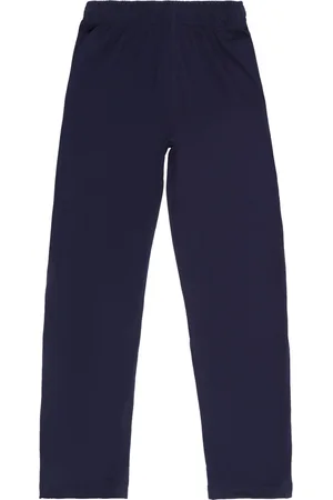 DYCA Girls Navy Blue Solid Cotton Track Pants