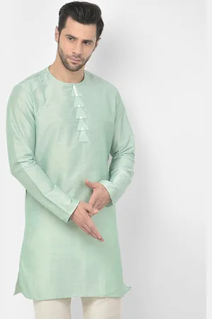 DEYANN Men Green Cotton Kurta