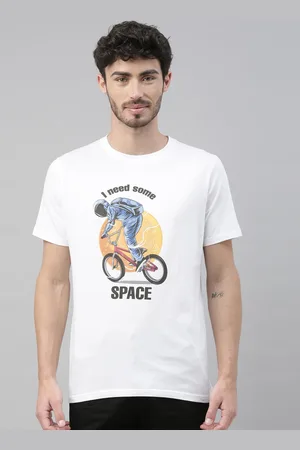 Bushirt Men White Printed Round Neck T-shirt