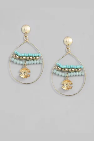 justpeachy Blue Teardrop Shaped Drop Earrings