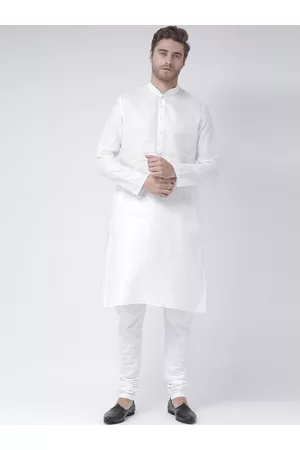DEYANN Men White & White Solid Kurta with Churidar