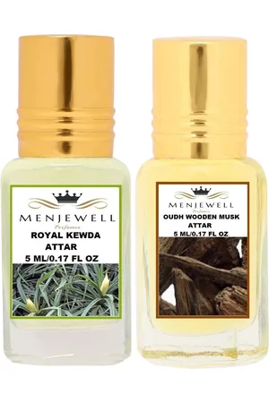 Menjewell Pack of 2 Attar - Royal Kewda & Oudh Wooden Musk Attar 5ml Each