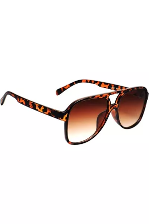 Peter Jones Eyewear Unisex Brown Lens & Black UV Protected Aviator Sunglasses 98061DA