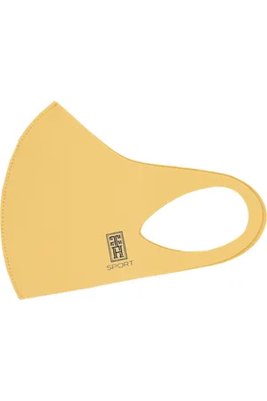 The Tie Hub Kids Yellow Solid Single Ply Reusable Sports Mask