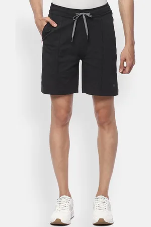 Louis Philippe Men Black Solid Slim Fit Regular Shorts