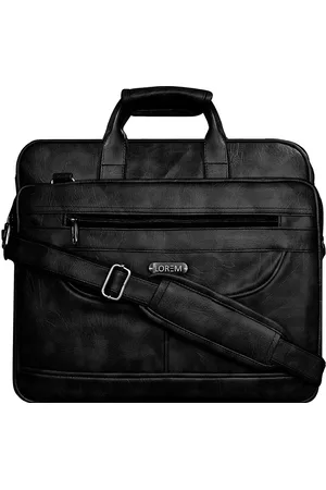 Lorem Unisex Black Textured Messenger Bag