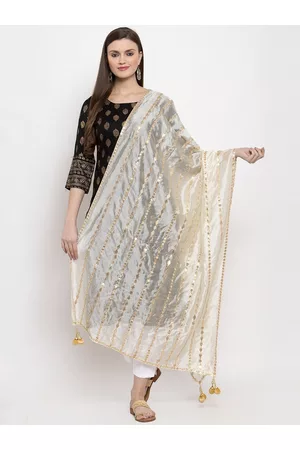 Clora Creation Off-White Striped Dupatta