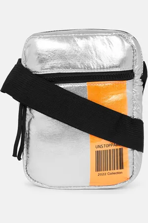 Pantaloons Silver-Toned Colourblocked Structured Sling Bag with Tasselled