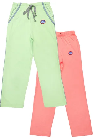 VIMAL JONNEY Kids Girls Pack of 2 Pink & Green Solid Slim Fit Track Pants