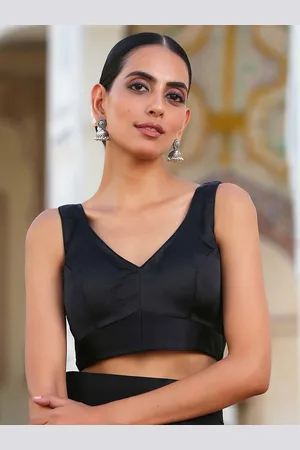 Triyah Women Black Solid Saree Blouse