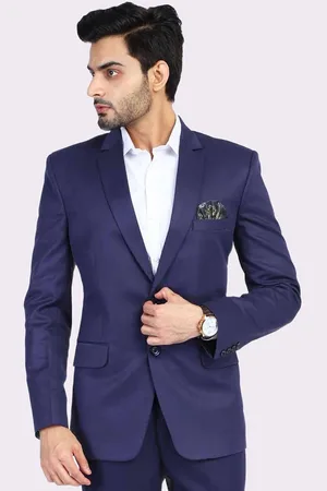 Tahvo Men Blue Solid Single-Breasted Slim Fit Blazer