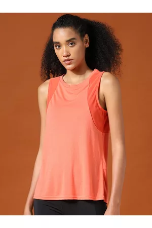 ONLY PLAY Orange Solid Tank Top