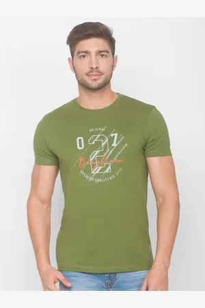 Being Human Men Olive Green Varsity Printed T-shirt