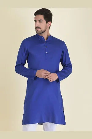 DEYANN Men Blue Jacquard Kurta