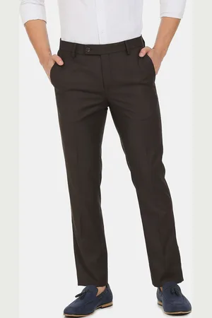 Arrow Men Brown Checked Trousers