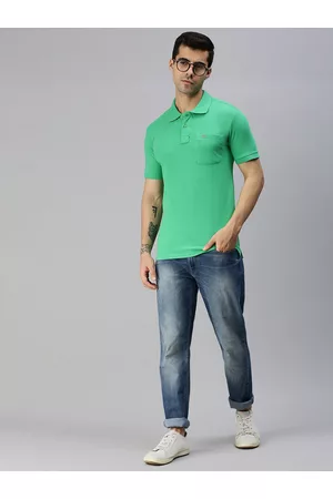 ONN Men Green Polo Collar T-shirt