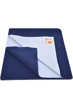 TIDY SLEEP Kids Navy Blue Solid Water Resistant Cotton Mattress Protector