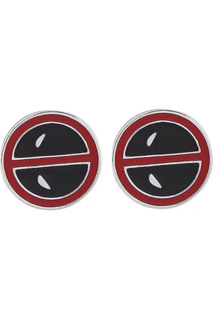 Bodha Men Black & Red Deadpool Printed Silver-Plated Quirky Cufflinks